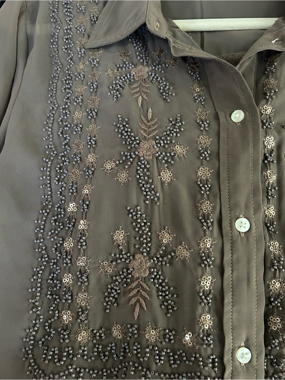 GAP Sheer Embroidered Button-Down Shirt